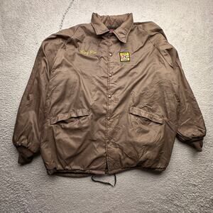 Vintage 70s Pla-Jac Fuax Fur Lined Coaches Jacket Snap Mens XXL Truck Driver